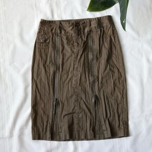 Morbid Threads army green zip up pencil skirt